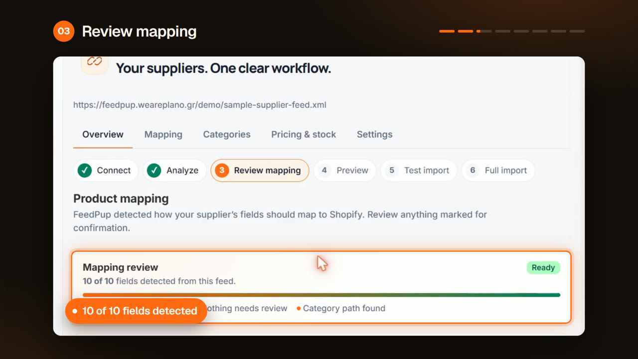 FeedPup: supplier feed to store in 50 seconds | made with ngram